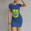 Ukrainian Flag Dress Women Sexy Party Bodysuit Fashion Slim Mini Dress Sexy Nightclub Beach Dress