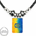 World Cup Ukrainian Flag Ukraine For Girls Handmade Gift Glass Cabochon Anime Jewelry Black Leather Bead Pendant Necklace
