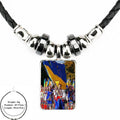 World Cup Ukrainian Flag Ukraine For Girls Handmade Gift Glass Cabochon Anime Jewelry Black Leather Bead Pendant Necklace