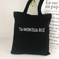 Inscription canvas shopping bag Black Letter Print Eco Reusable Shoulder bag lady tote bag for girl school bag