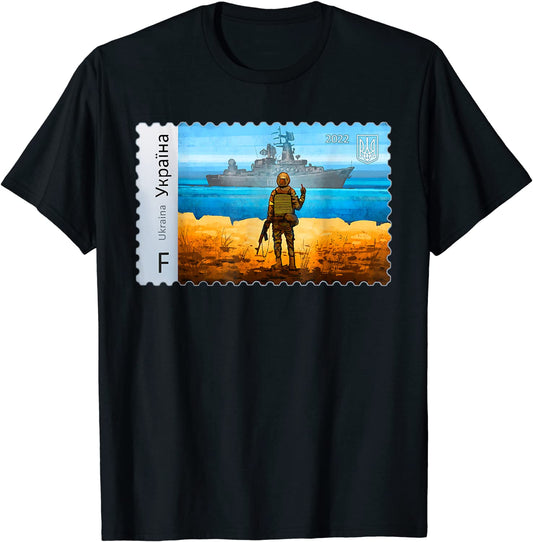 Ukraine Postage Stamp Flag Pride Men T-Shirt Short Sleve Casual Cotton O-Neck Summer Shirts